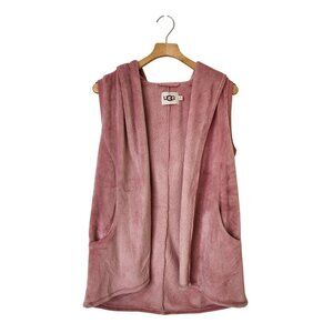 UGG Hooded Dusty Pink Plush Sleeveless Vest Hoodie Soft Comfy Cozy Pastel Cute